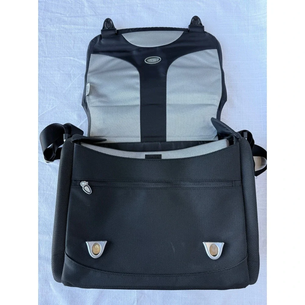 TUMI Messenger Bag T3 Series Flap Briefcase Black Ballistic Nylon 15